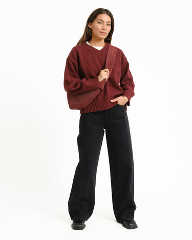 TILTIL Percy V-Neck Pullover Bordeaux - Things I Like Things I Love