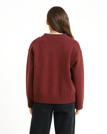 TILTIL Percy V-Neck Pullover Bordeaux - Things I Like Things I Love