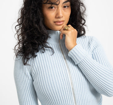 TILTIL Pixie Contrast Zipper Cardigan Lichtblauw - Things I Like Things I Love