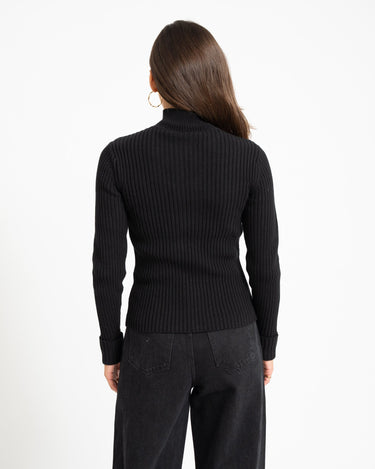 TILTIL Pixie Contrast Zipper Cardigan Zwart - Things I Like Things I Love