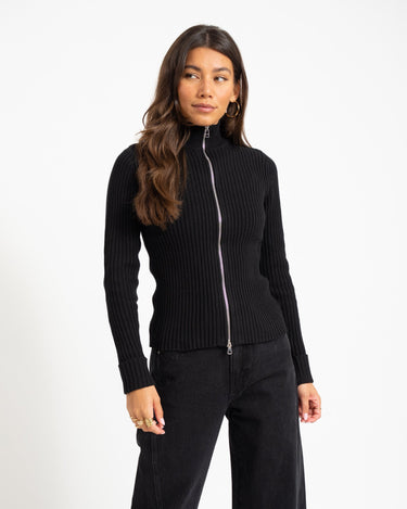 TILTIL Pixie Contrast Zipper Cardigan Zwart - Things I Like Things I Love