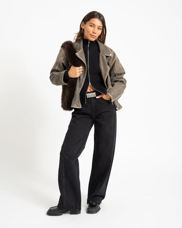 TILTIL Pixie Contrast Zipper Cardigan Zwart - Things I Like Things I Love