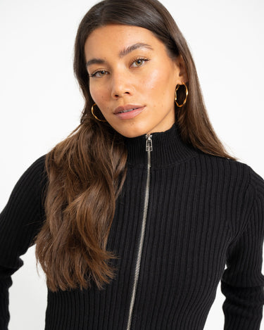 TILTIL Pixie Contrast Zipper Cardigan Zwart - Things I Like Things I Love