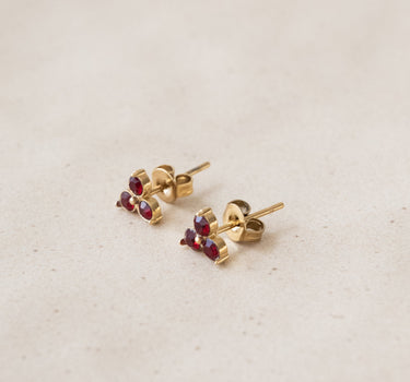 TILTIL Set van 2 Earrings Zircon Stud Goud Bordeaux - Things I Like Things I Love