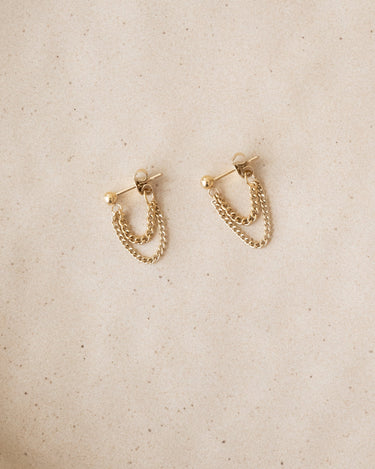 TILTIL Set van 2 Layered Chain Stud Earrings Goud - Things I Like Things I Love