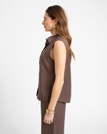 TILTIL Sleeveless Juna Blouse Brown - Things I Like Things I Love