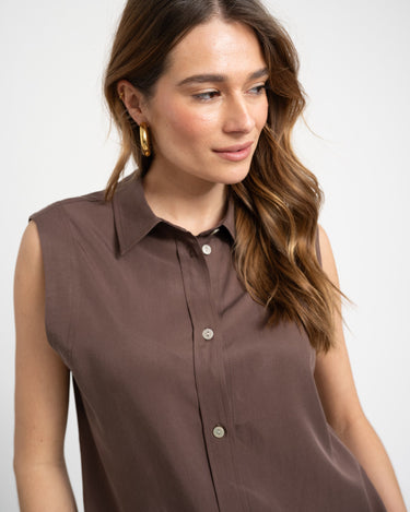 TILTIL Sleeveless Juna Blouse Brown - Things I Like Things I Love