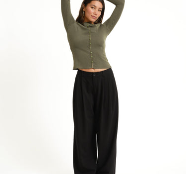 TILTIL Striped Fonna Button Longsleeve Donkergroen - Things I Like Things I Love