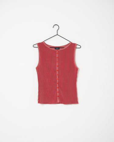 TILTIL Striped Fonna Button Top Dark Pink - Things I Like Things I Love