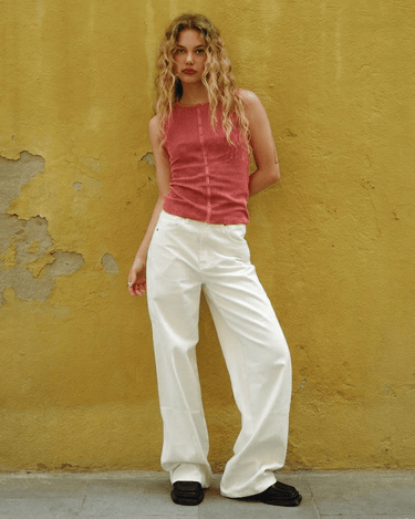 TILTIL Striped Fonna Button Top Dark Pink - Things I Like Things I Love