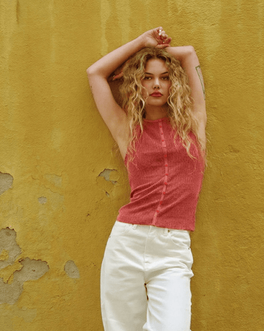 TILTIL Striped Fonna Button Top Dark Pink - Things I Like Things I Love