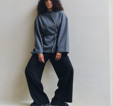 Aware Sijina V-Neck Short Jacket Dark Grey Melange