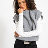 Topshop Cassi Knitted Tie Neck Top Knit Grey - Things I Like Things I Love