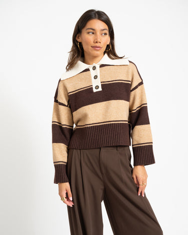 Topshop Scami Knitted Rugby Polo Knit Chocolate Bruin - Things I Like Things I Love