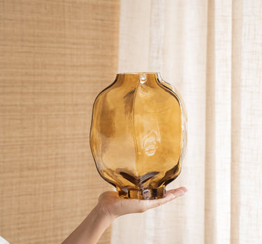 Vase Glass Falzes Amber - Things I Like Things I Love