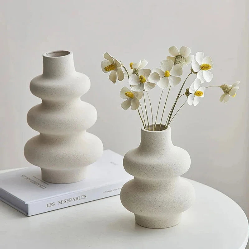 Vaso Cerâmico Estilo Nórdico Decorativo para Sala e Quarto Lenogue