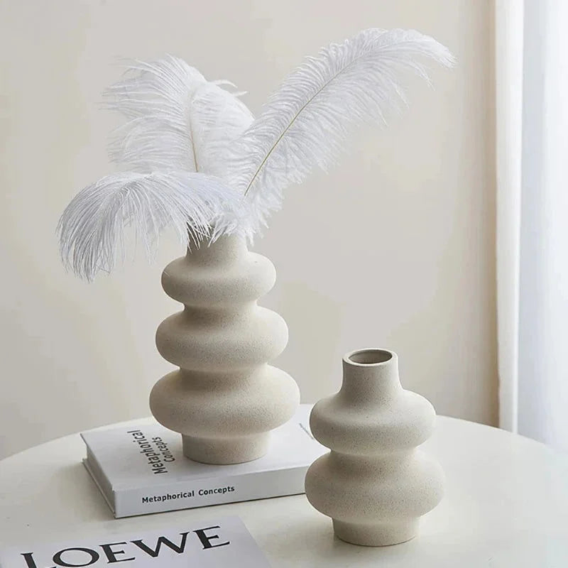 Vaso Cerâmico Estilo Nórdico Decorativo para Sala e Quarto Lenogue