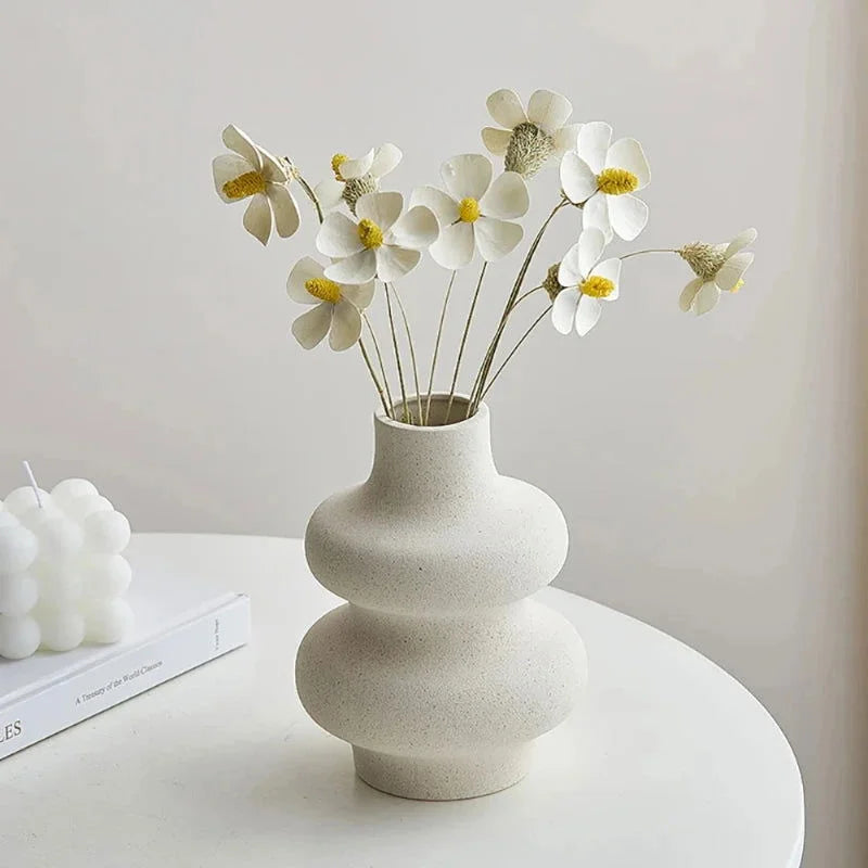 Vaso Cerâmico Estilo Nórdico Decorativo para Sala e Quarto Lenogue Mod. a (15,5 Cm)