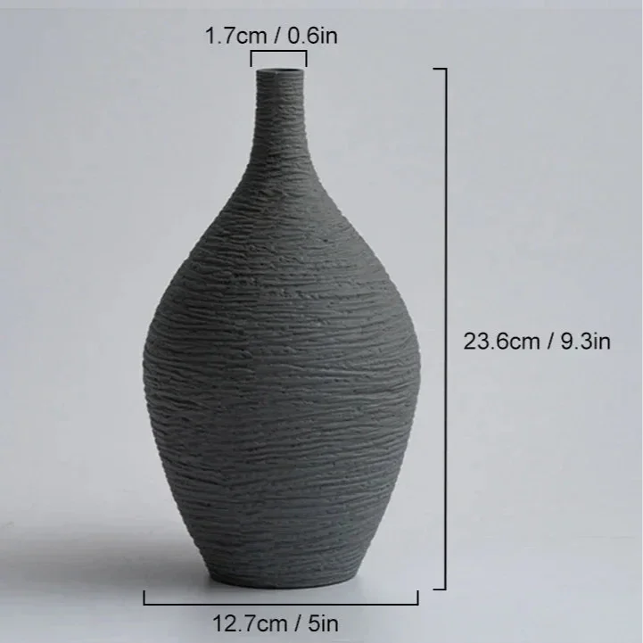 Vaso de Cerâmica Boca Estreita Estilo Nórdico para Sala Lenogue
