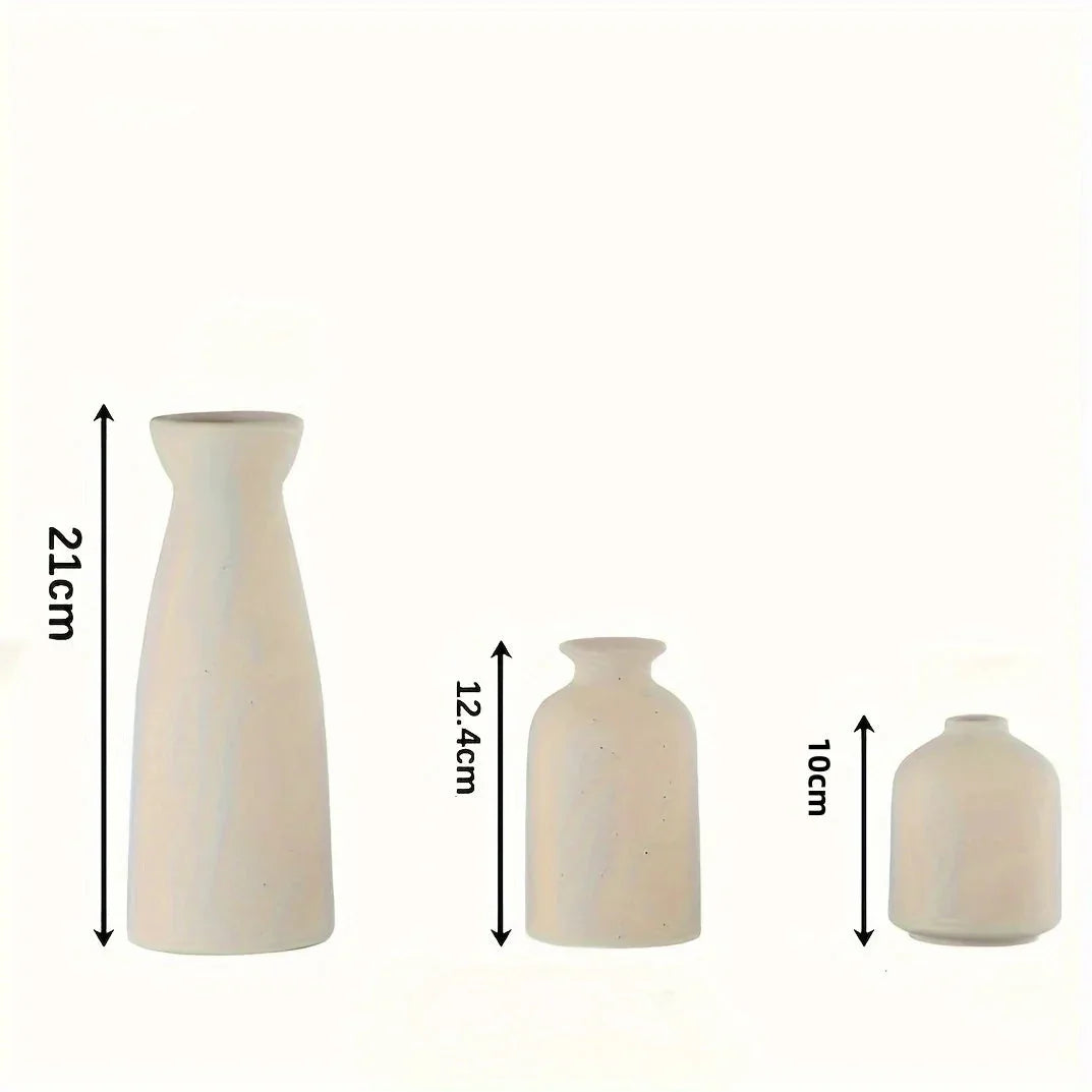 Vasos Decorativos Cerâmica Rústica para Sala e Escritório 3 Peças Lenogue