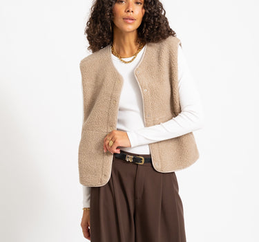 Vera Teddy Vest Humus/Melange - Things I Like Things I Love