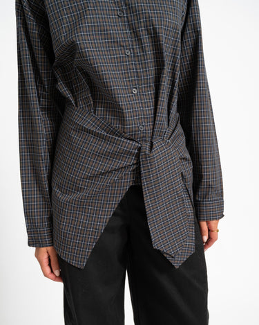 Viola Poplin Wrap Tie Shirt Black - Things I Like Things I Love