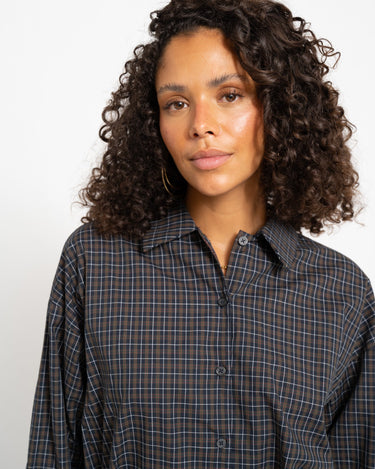 Viola Poplin Wrap Tie Shirt Black - Things I Like Things I Love