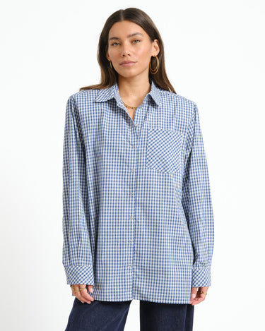 Zallie Button Shoulderpad Shirt - Things I Like Things I Love
